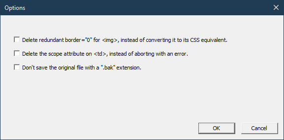 Options dialog box
